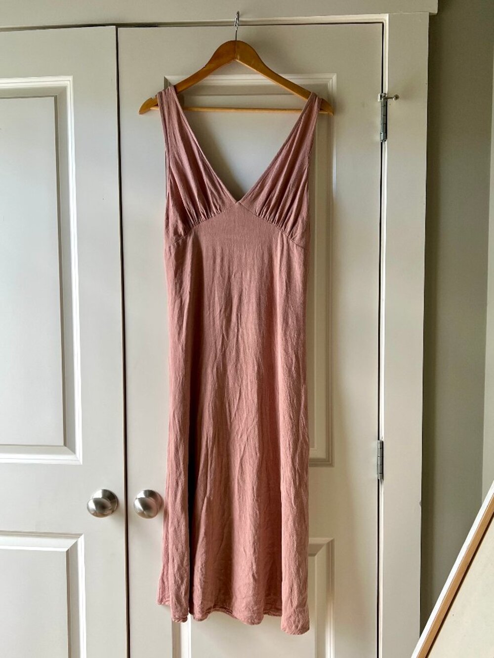Pink V-Neck Goddess Linen Dress